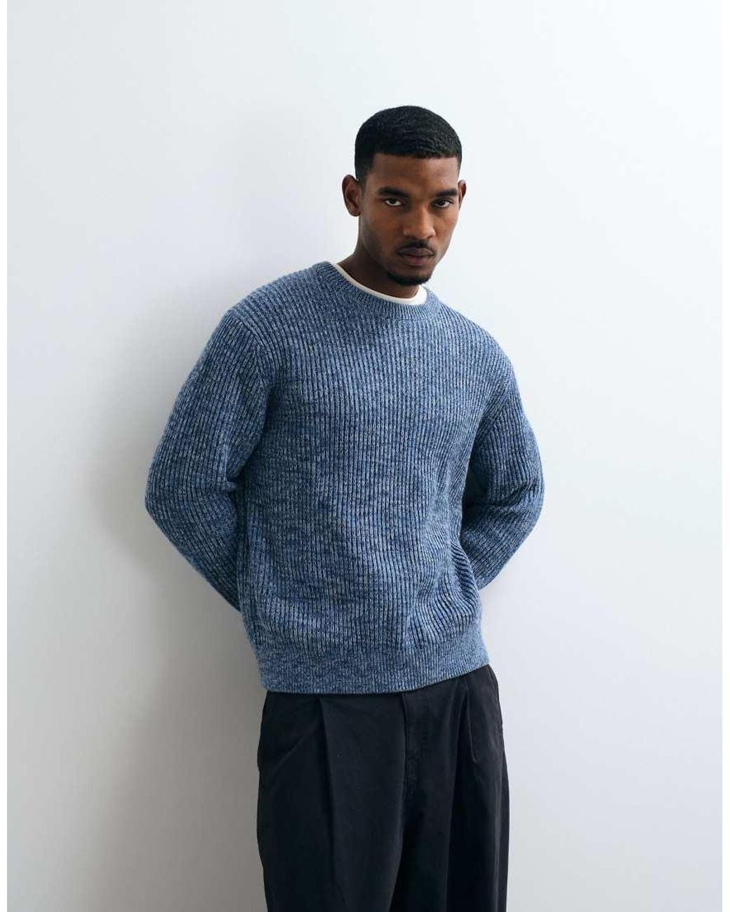 SELECTED Blue Knit Sweater for men