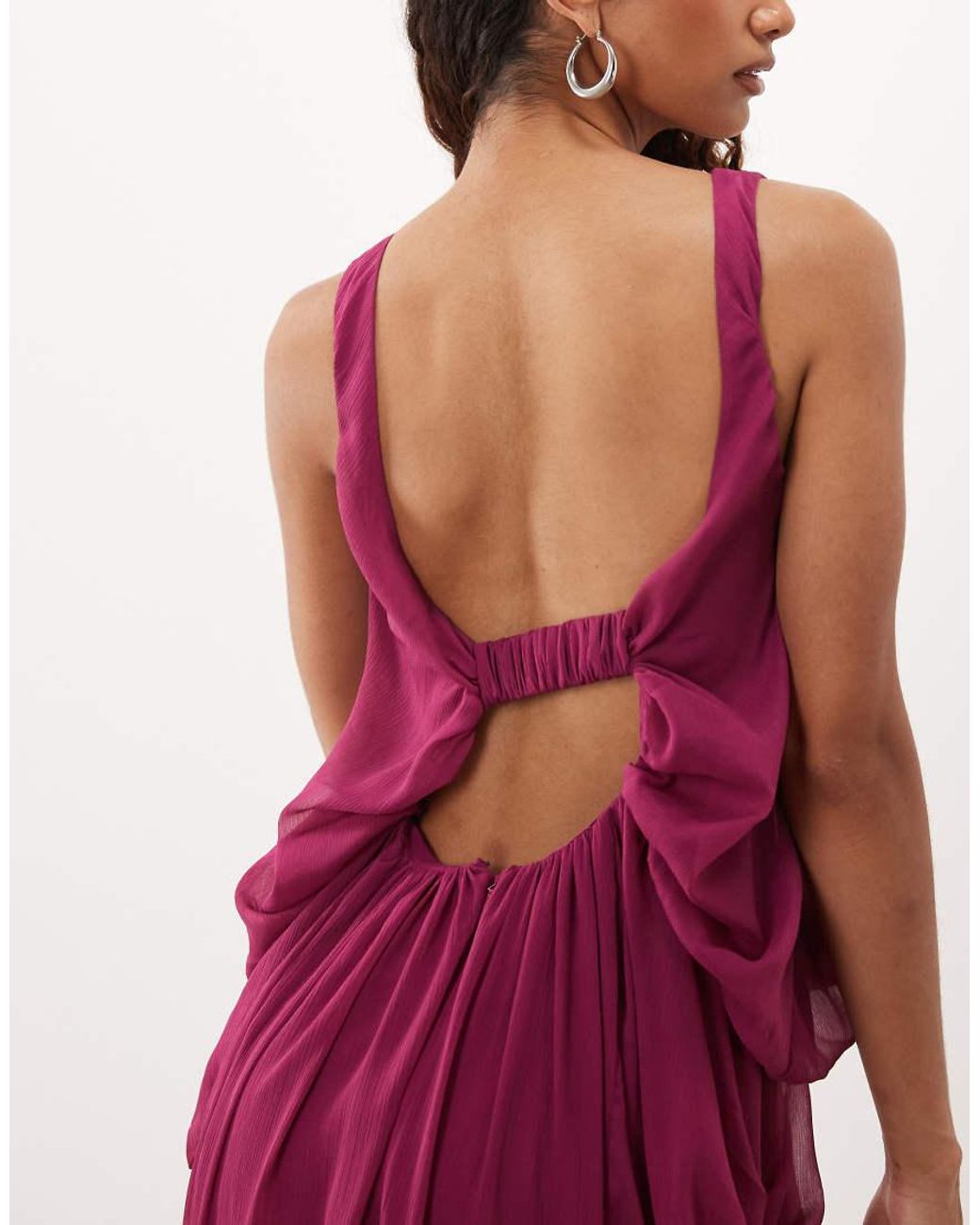 ASOS Red Asos Design Tall Blouson Drape Maxi Dress With Low Back