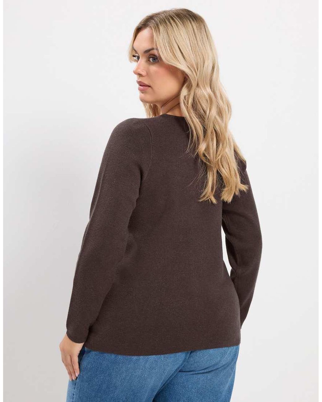 Yours Clothing Blue V -Neck Knitted Cardigan