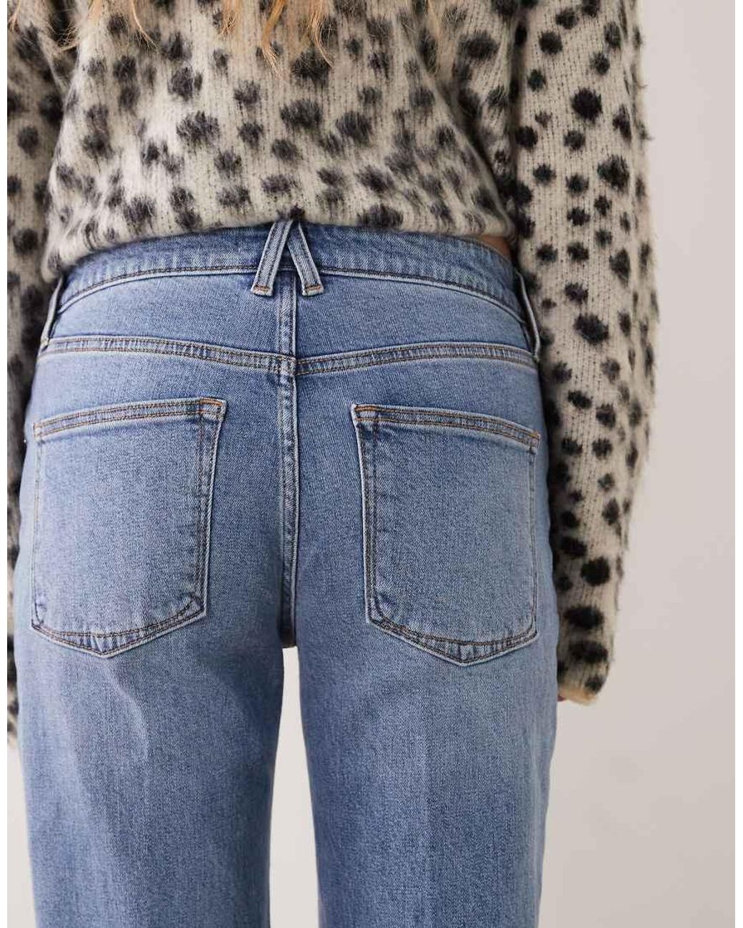 GOOD AMERICAN Blue Straight Leg Ankle Length Jeans