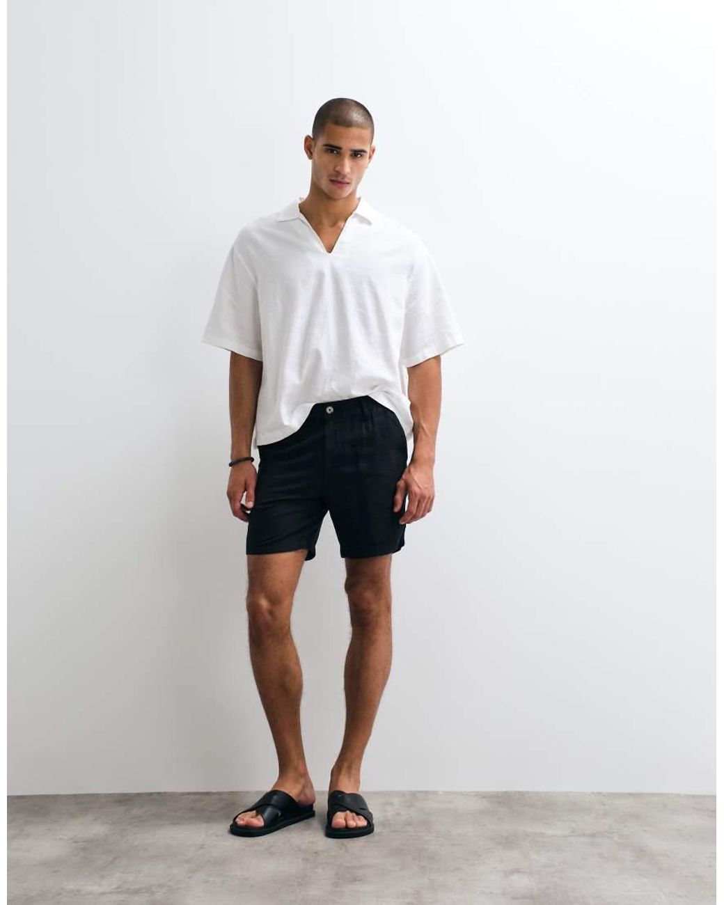 ASOS White Slim Linen Blend Shorts for men