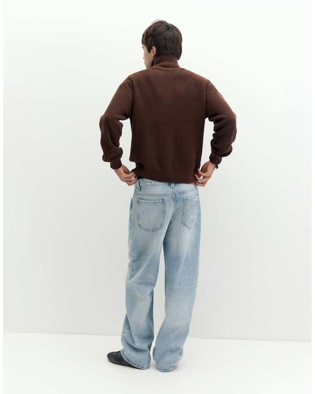 Pull&Bear Brown Half-Zip Jumper for men