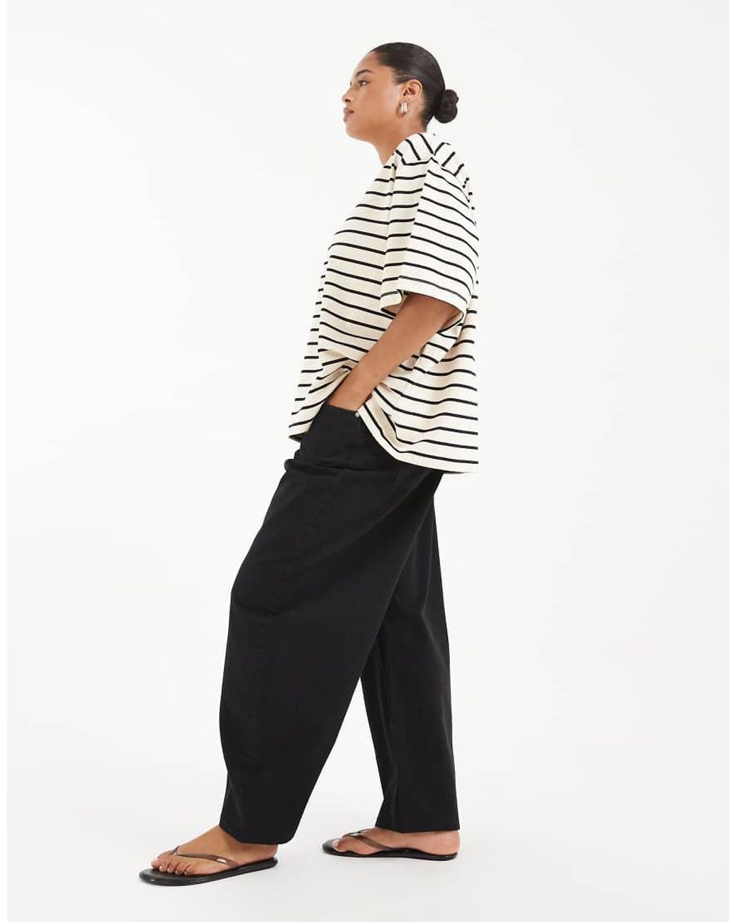ASOS White Asos Design Curve High Waisted Barrel Leg Jeans