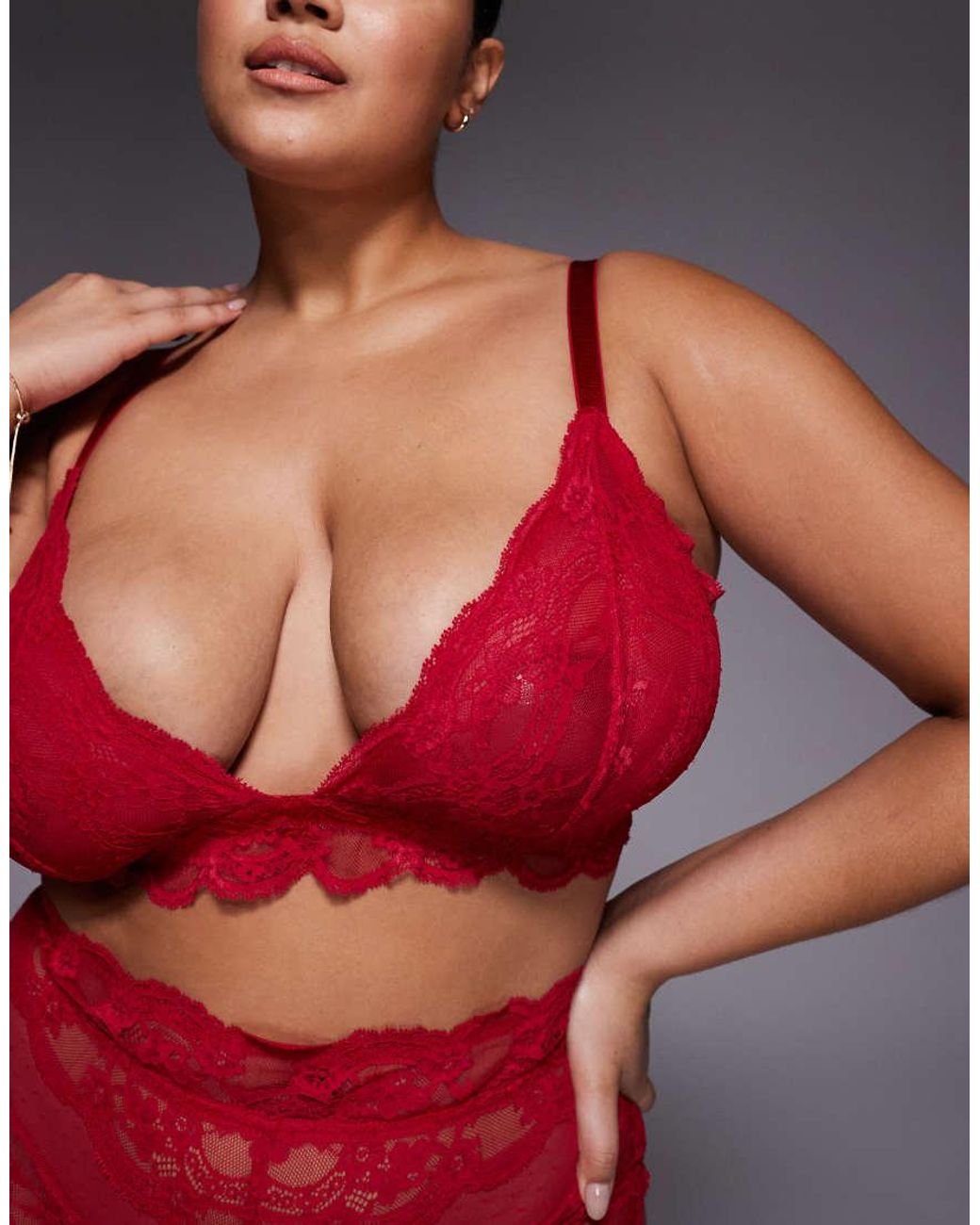 ASOS Red Asos Design Curve Lola Lace Longline Bralette