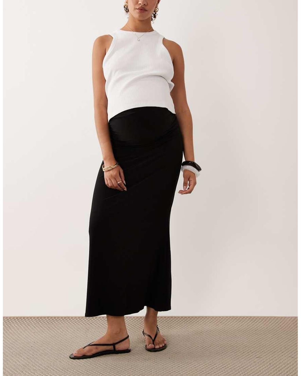 ASOS Blue Asos Design Maternity Modal Slinky Column Maxi Skirt