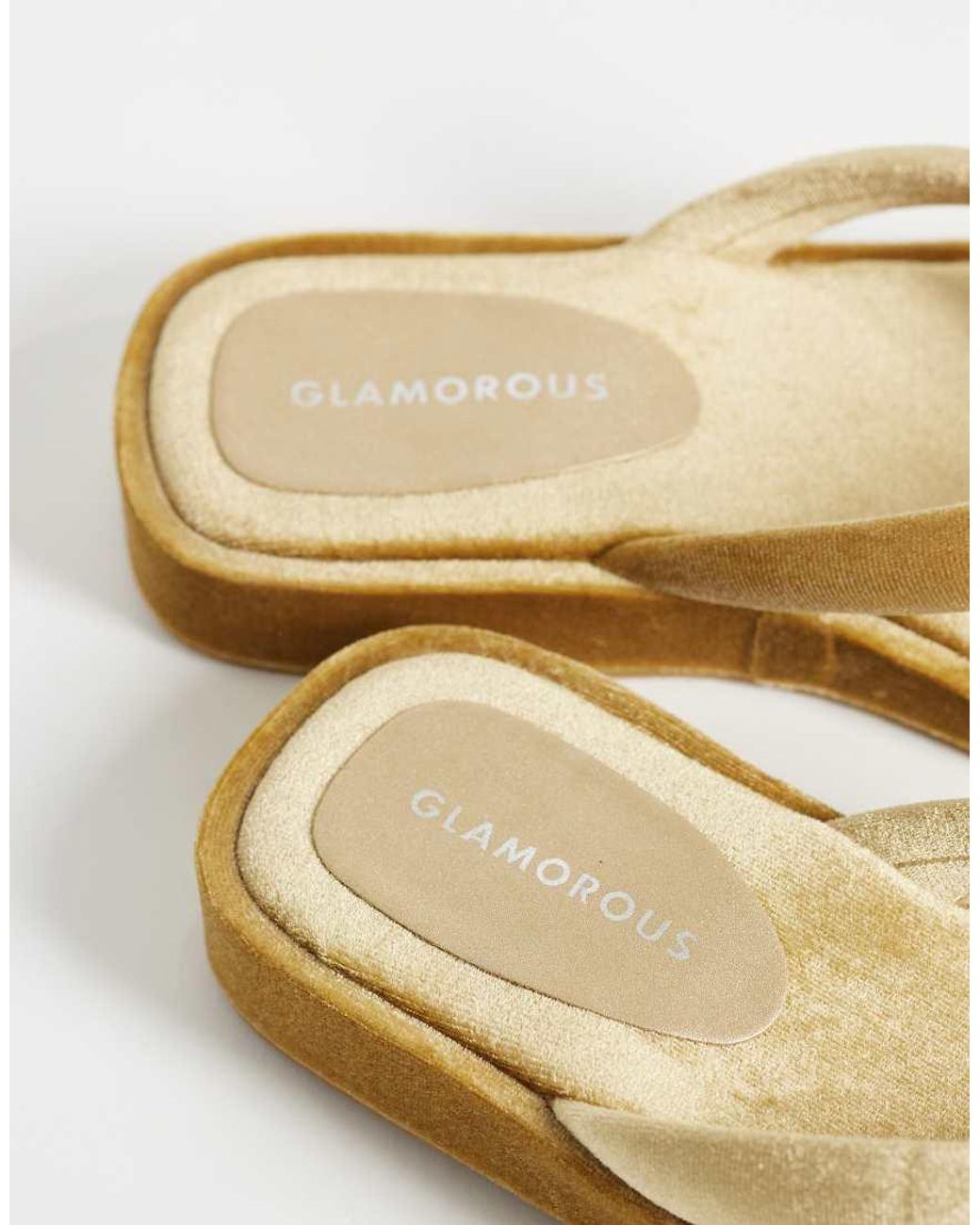 Glamorous Natural Velvet Flip Flops