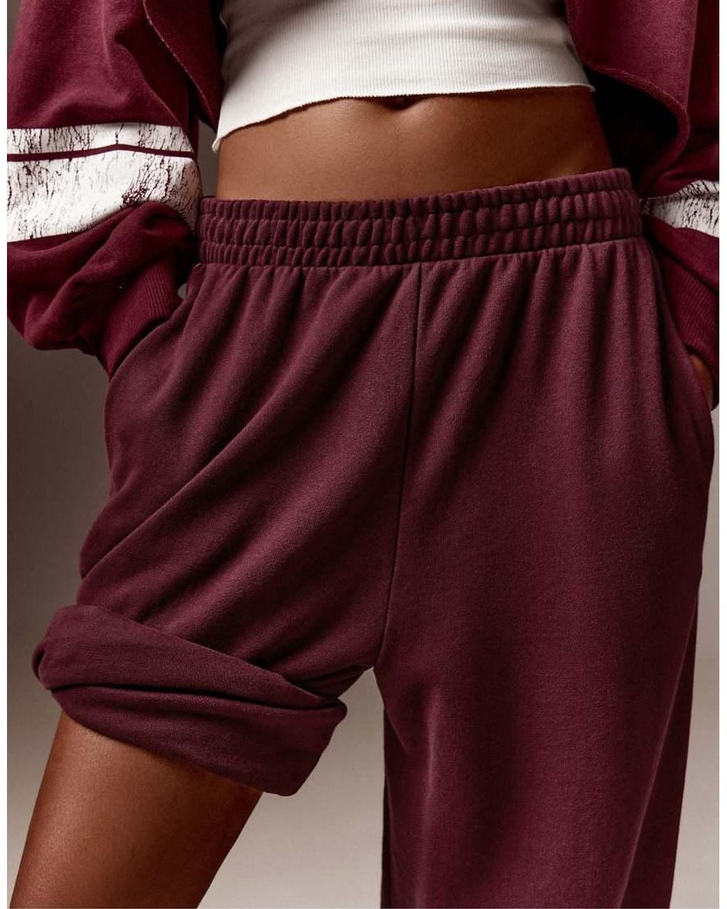 Bershka Brown Petite Plush jogger Trousers