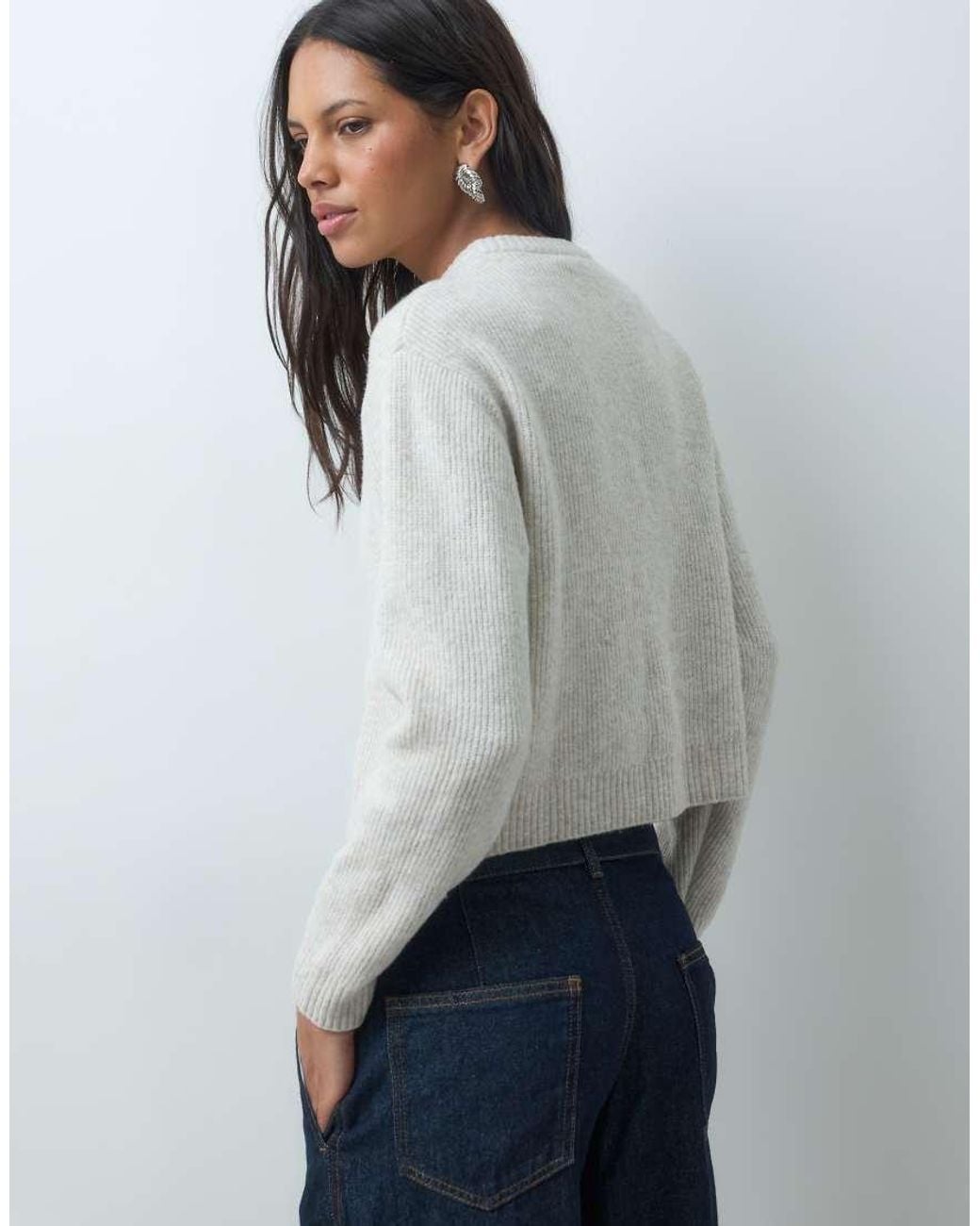 Mango Blue Teen Round Neck Knitted Cardigan