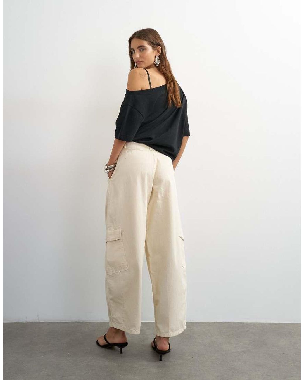 TOPSHOP White Tie Waist Cargo Trouser