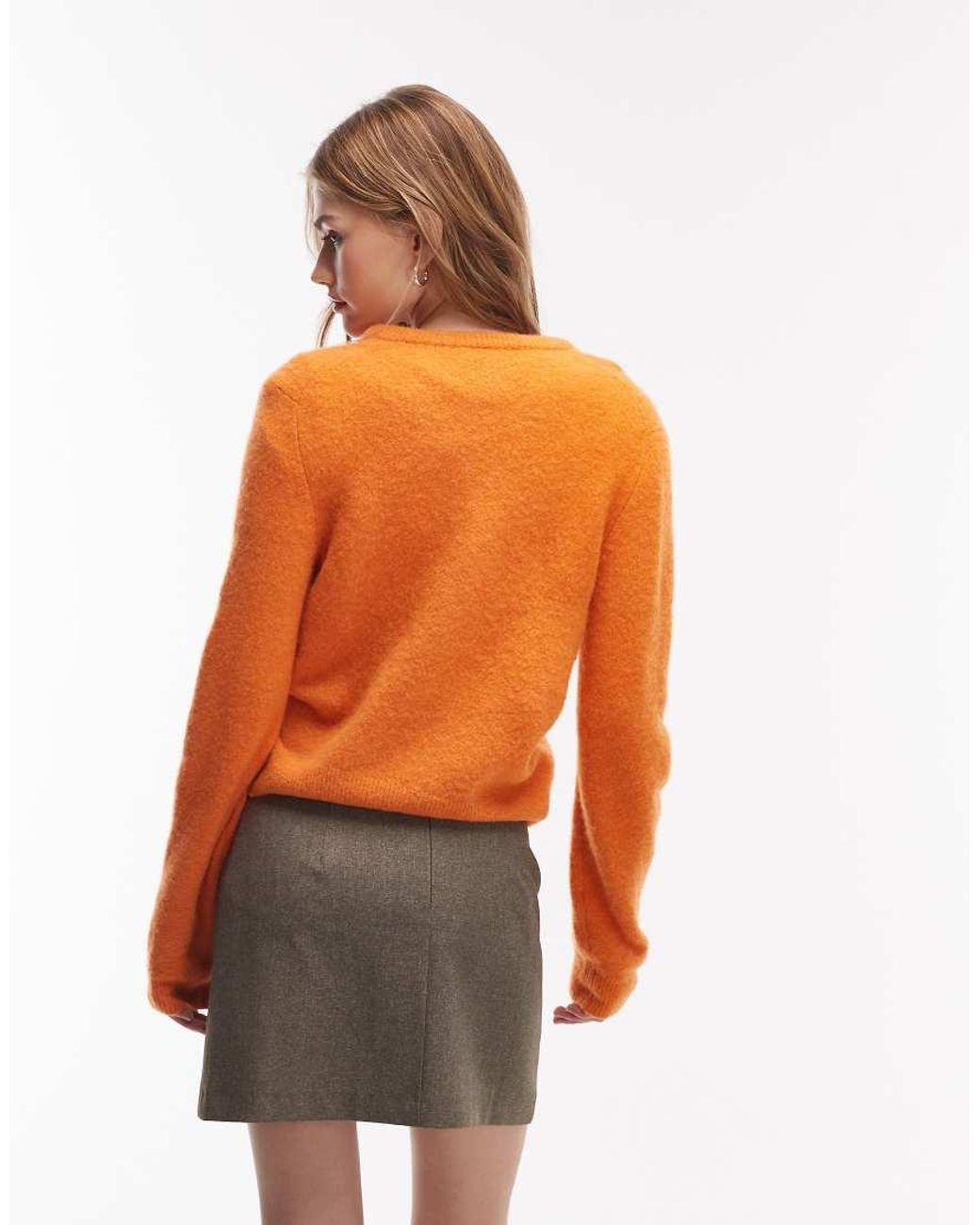 & Other Stories Orange Wool And Alpaca Blend Crew Neck Jumper
