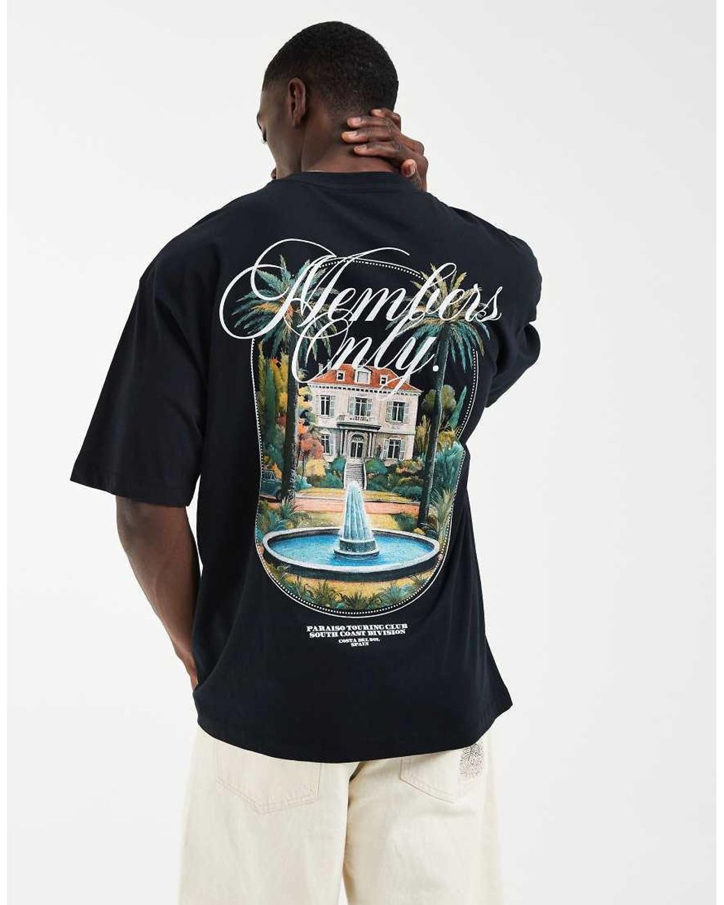 ASOS Blue Oversized T-shirt With Scenic Graphic for men