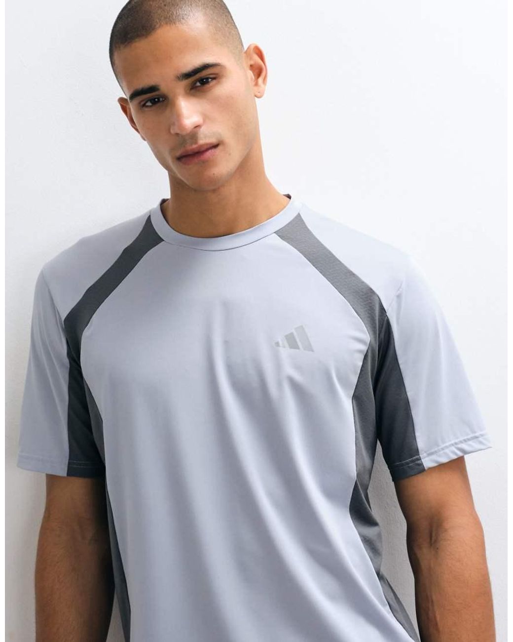 Adidas Originals Gray Adidas Training Tech Colourblock T-Shirt for men