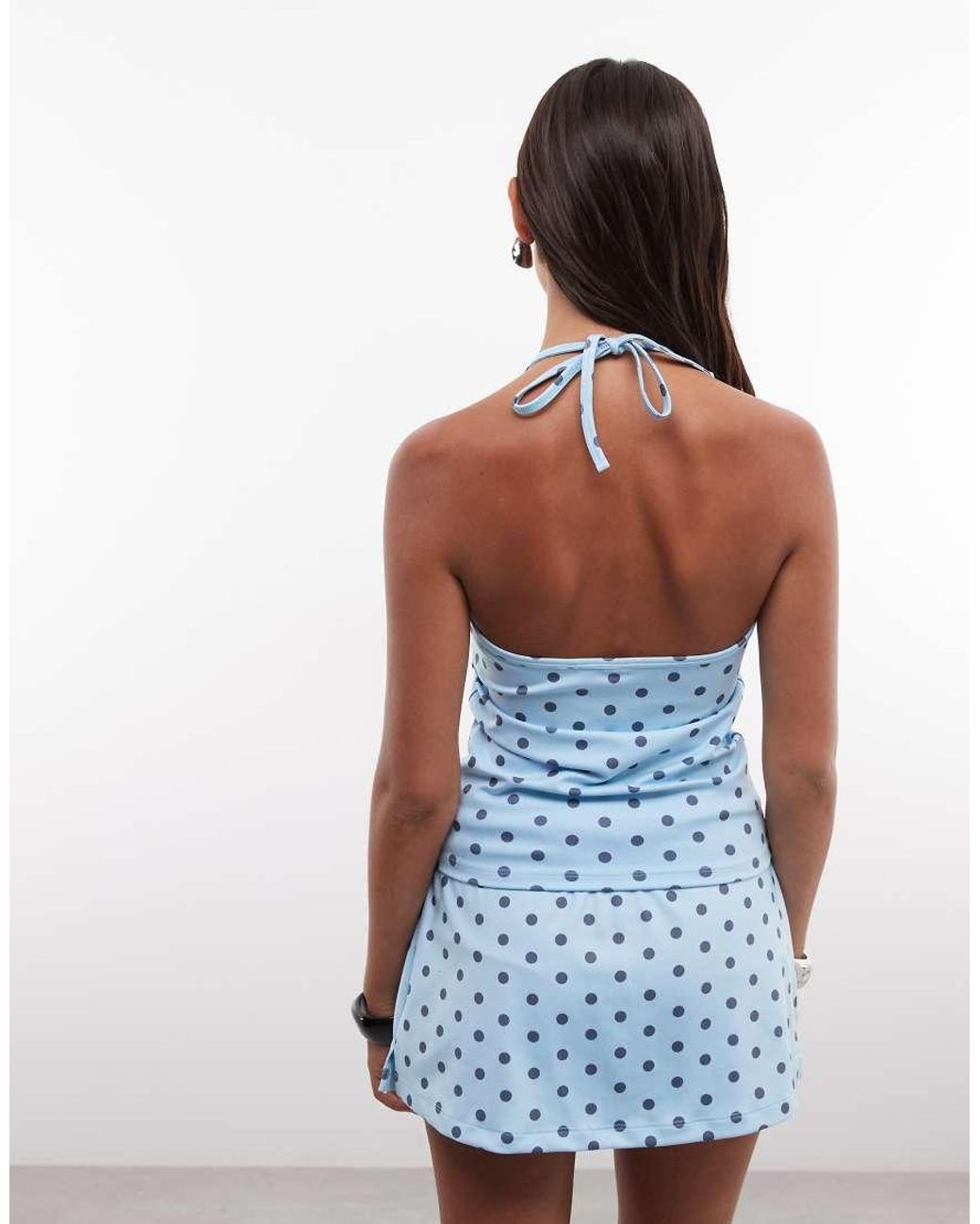 Collusion Blue Ruched Front Halter Cami