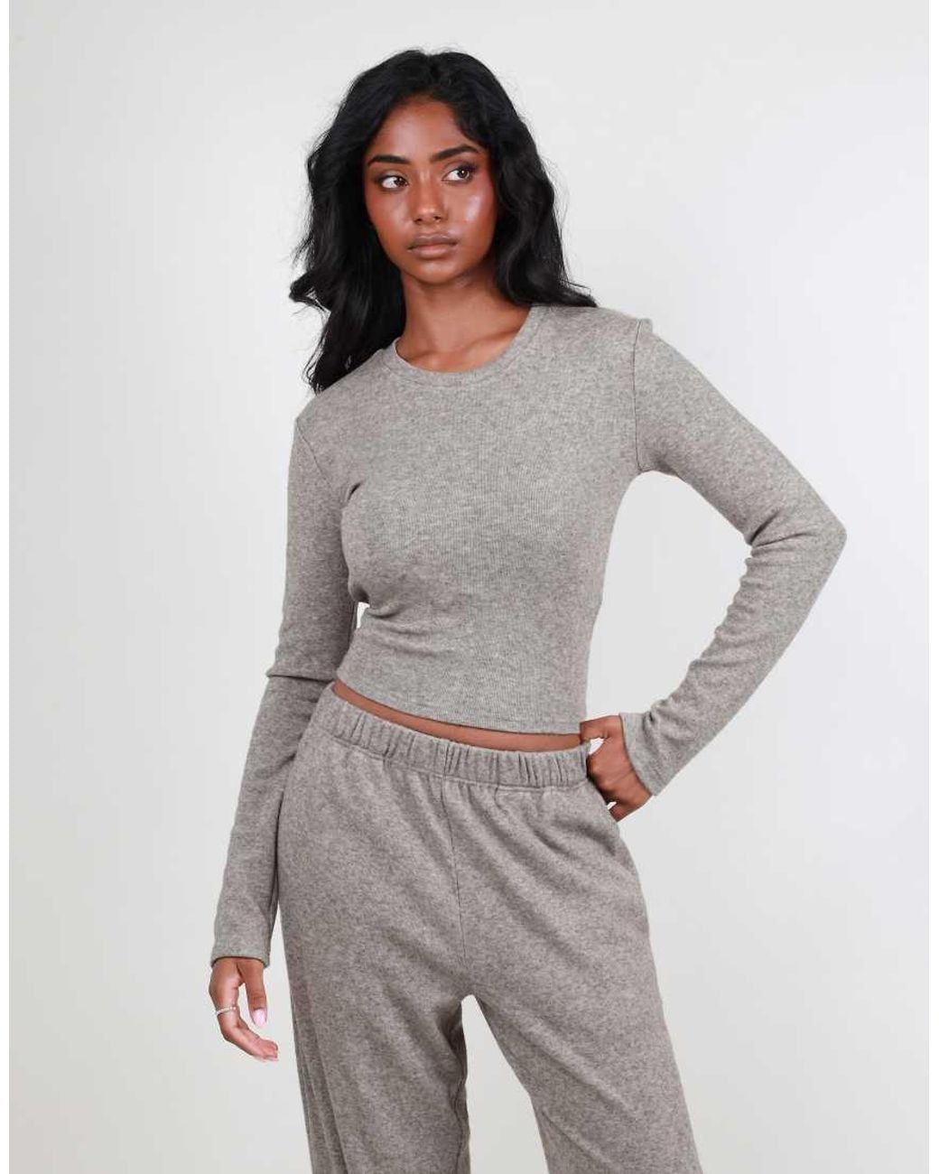 SIMMI Gray Long Sleeve Knit Top