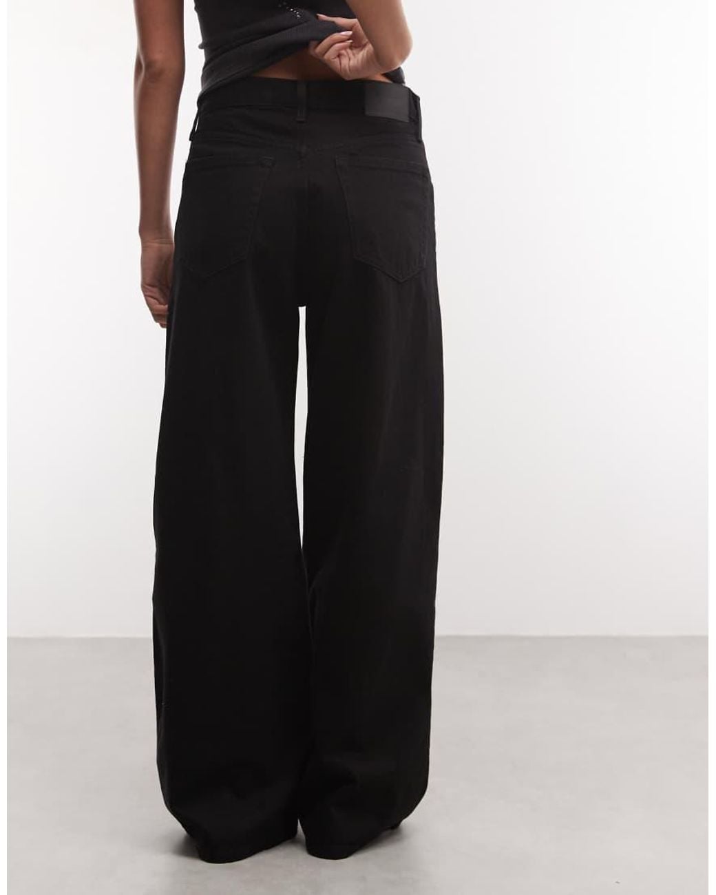 Weekday Black Unisex Solar Loose Fit Wide Leg Jeans