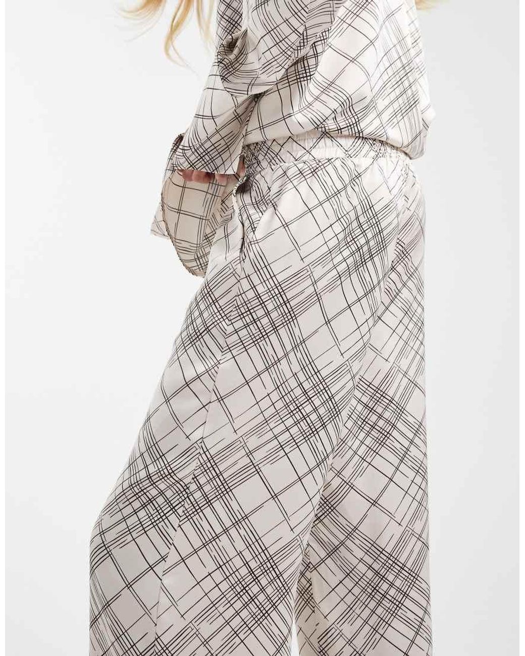 4th & Reckless White Satin Elasticated Waist Wide Leg Trousers Co-Ord