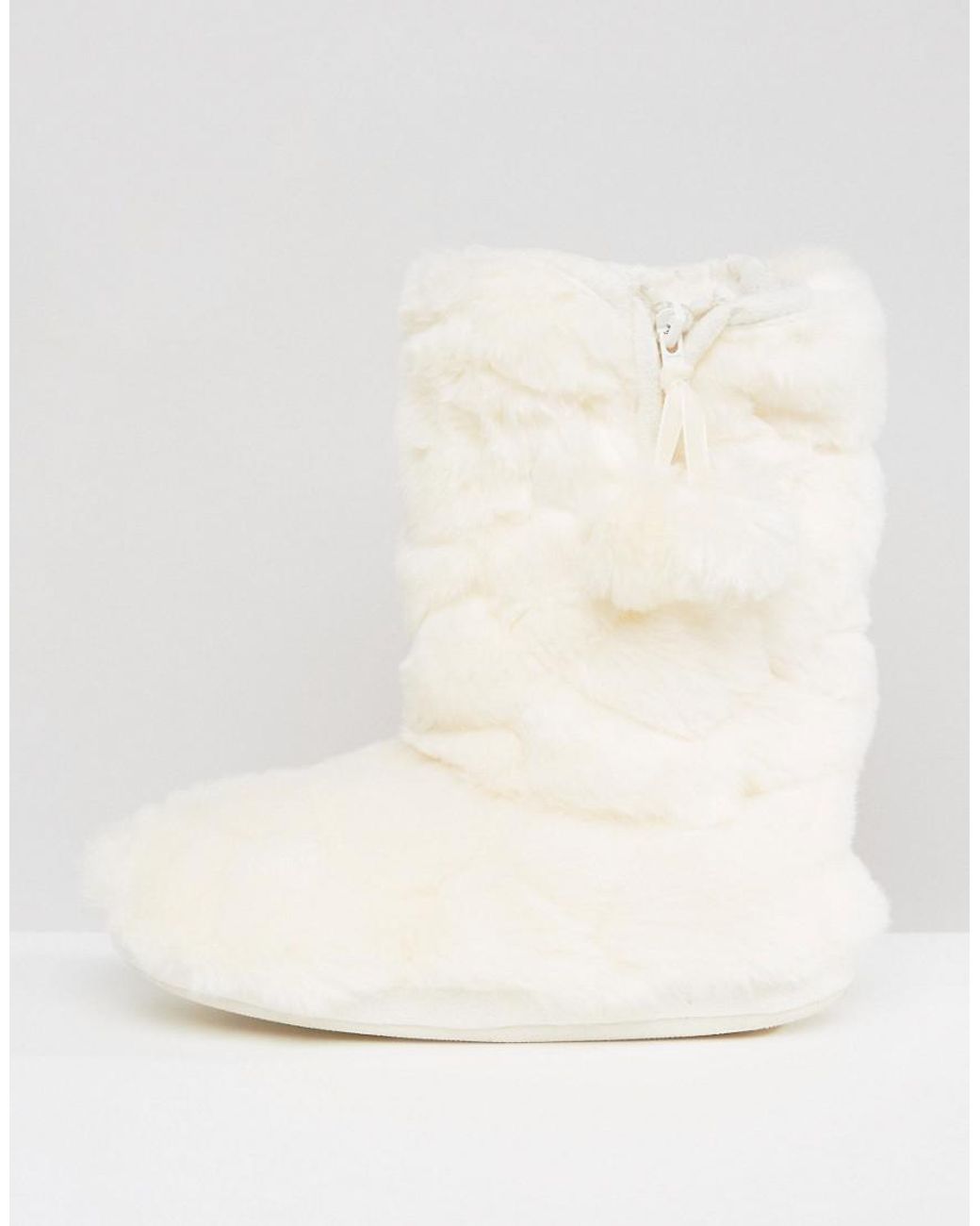 Cream slipper boots best sale