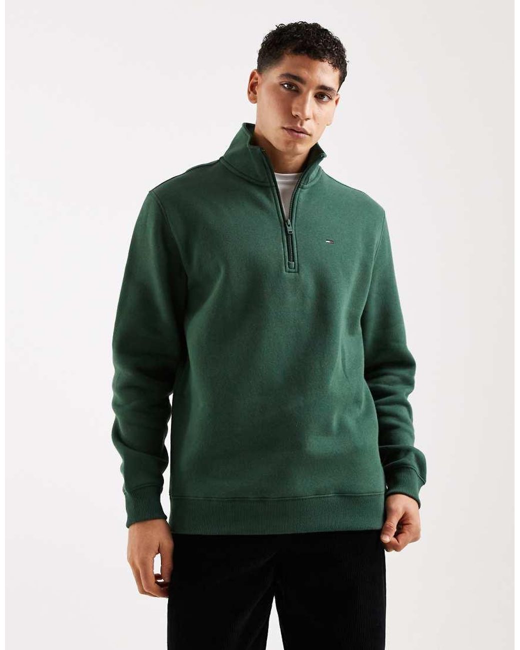 Tommy Hilfiger Green Badge 1/4 Zip Fleece Sweatshirt for men