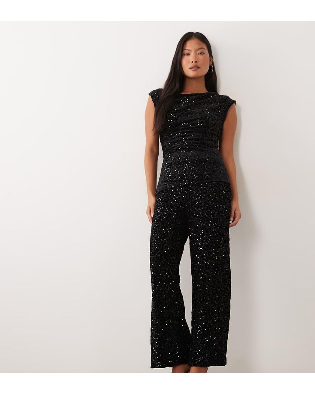 Only Petite Black Straight Leg Sequin Trouser Co-Ord