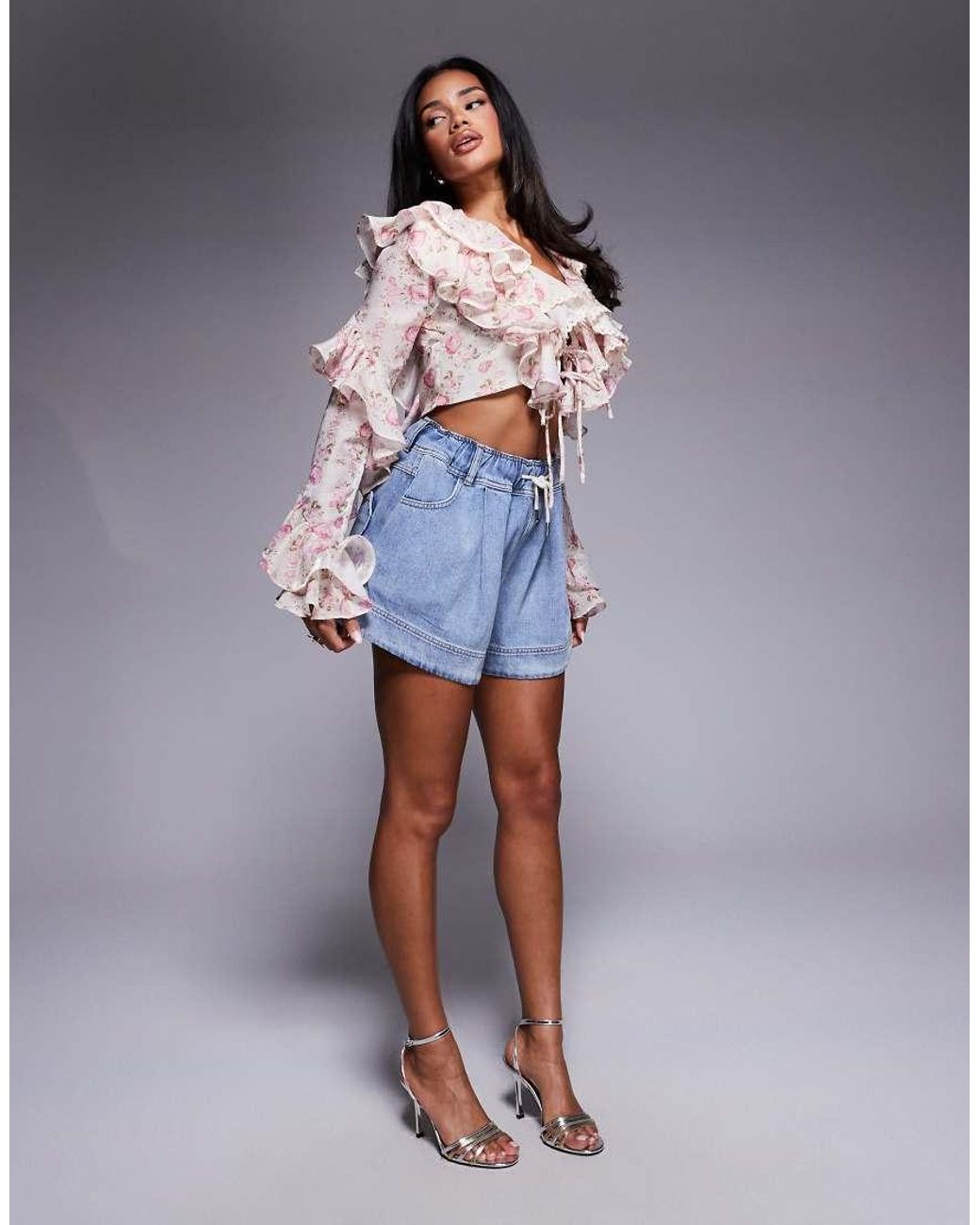 ASOS Blue High Waist Flippy Short With Heart Pocket