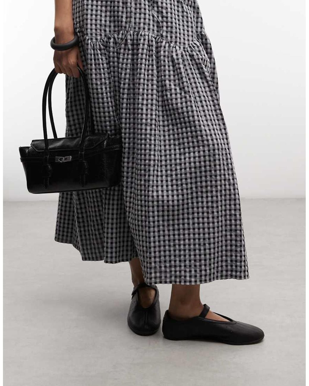 Collusion Gray Woven Midi Skirt With Tie Detail