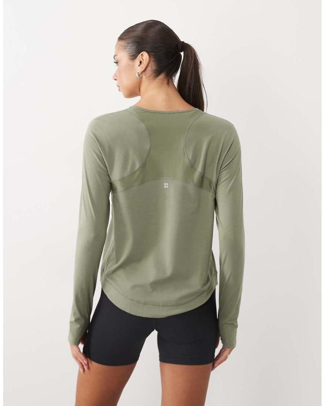 Sweaty Betty Green Breathe Easy Mesh Long Sleeve Top