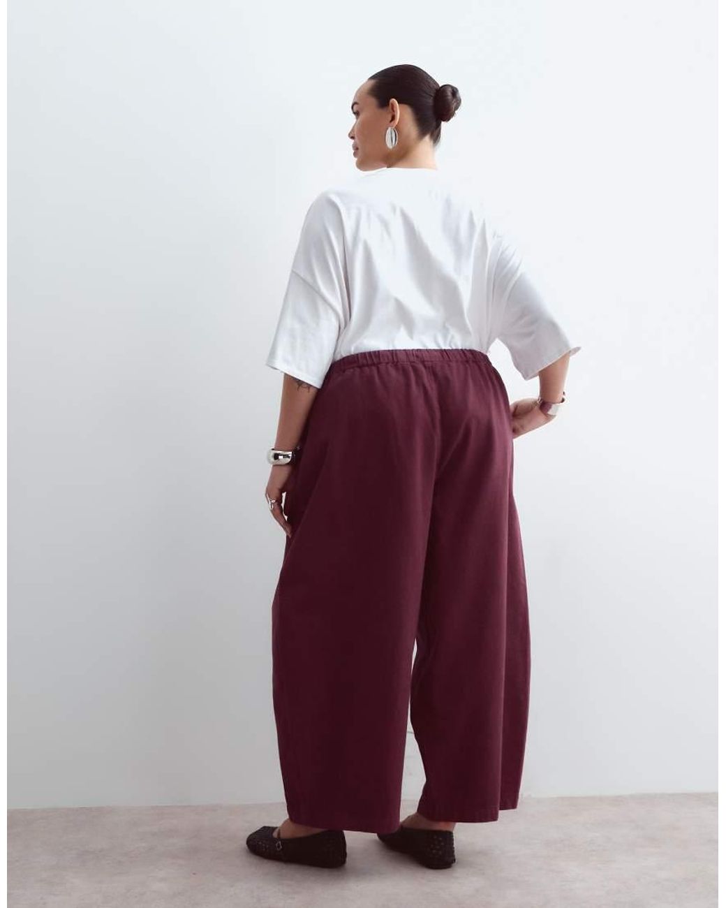 ARRANGE White Curve Willa Elasticated Waist Drawstring Trousers