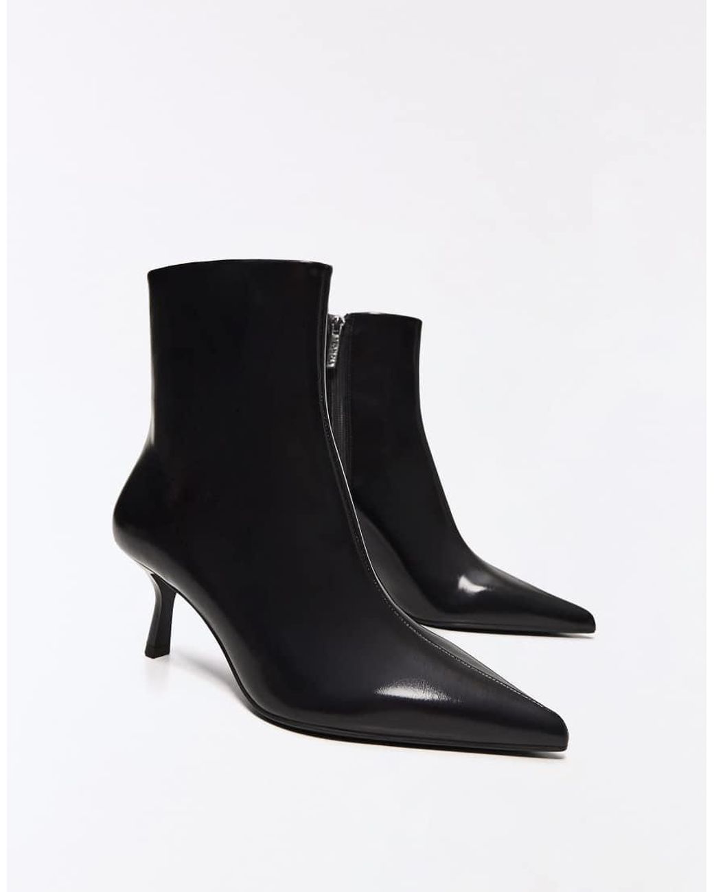 Bershka White Kitten Heel Ankle Boots