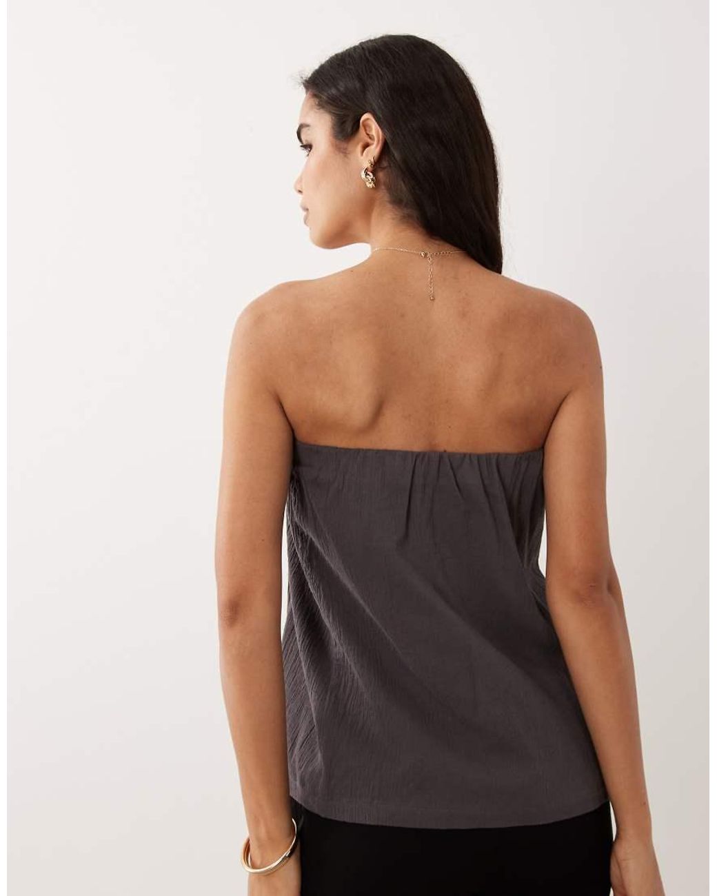 Muse Assembly Gray Fern Bandeau Asymetric Top Co-ord