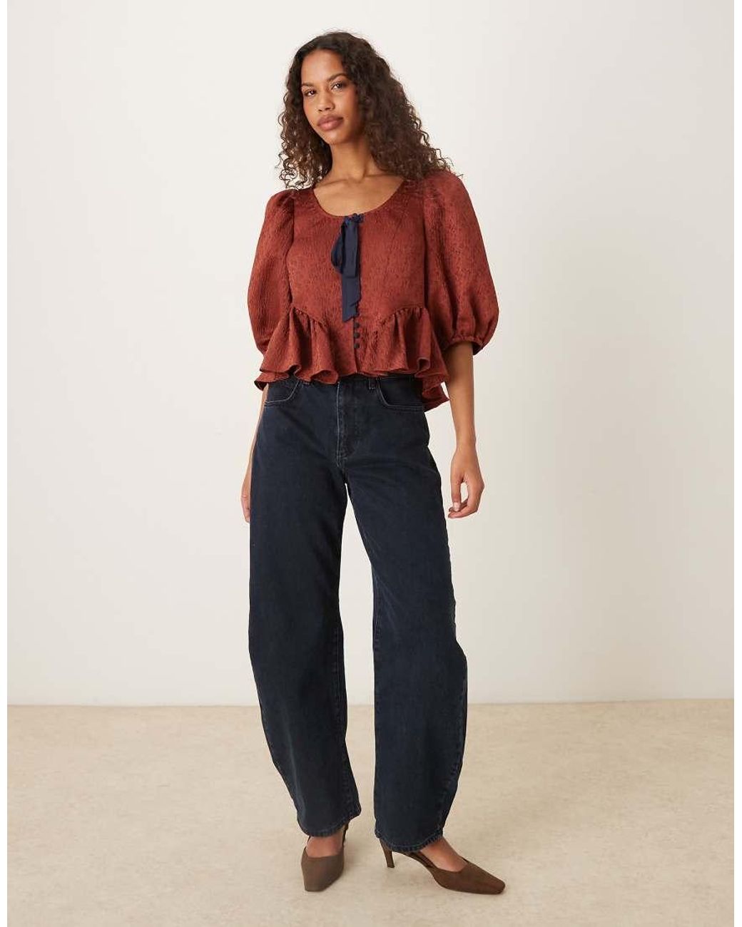 Free People Red Pamela Bow Top