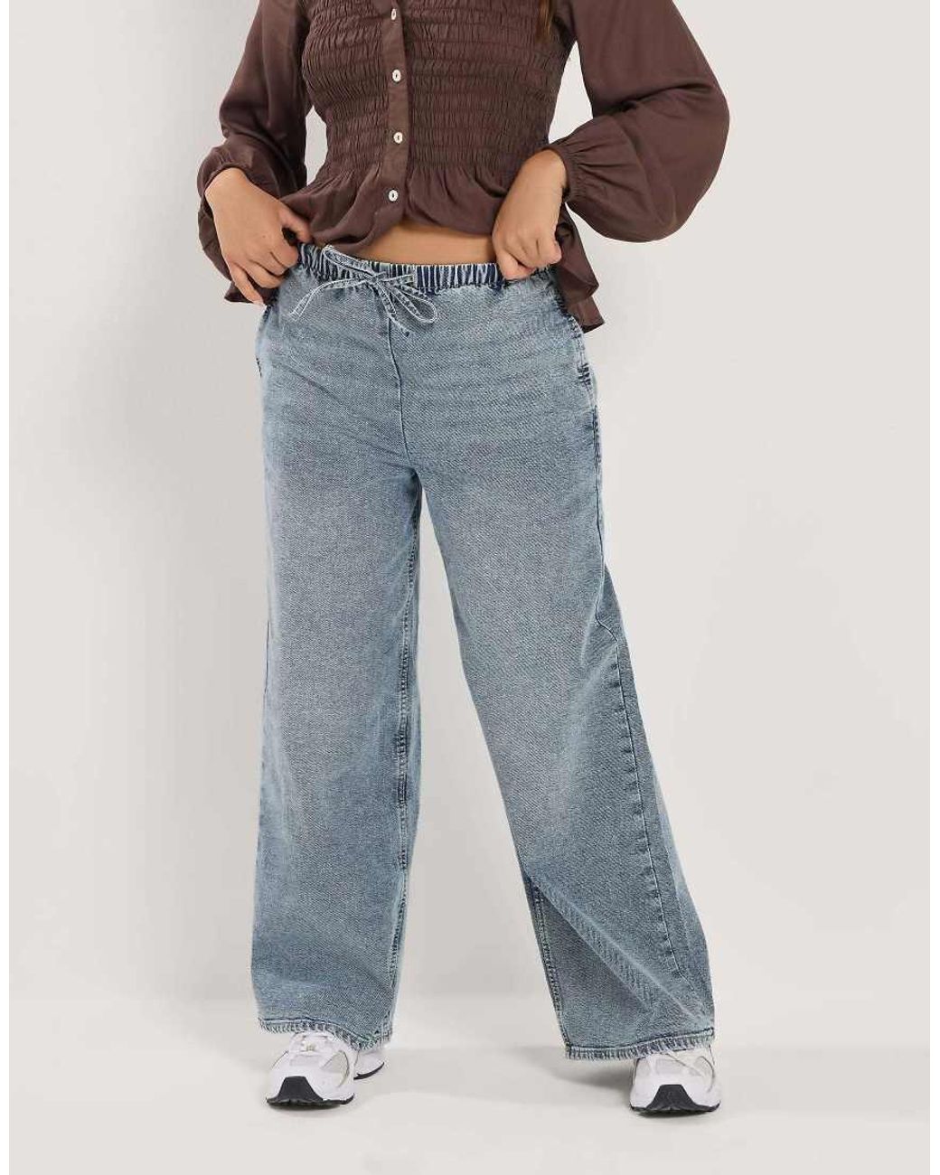 PixieGirl Blue Petite Pull On Wide Leg Jeans