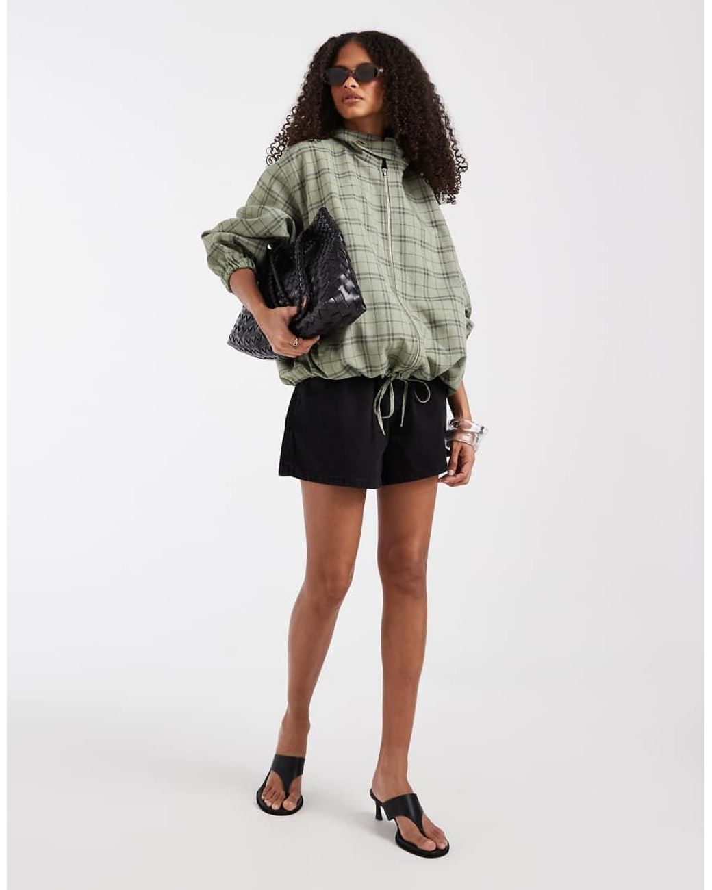 ASOS Gray Casual Harrington Jacket With Funnel Neck