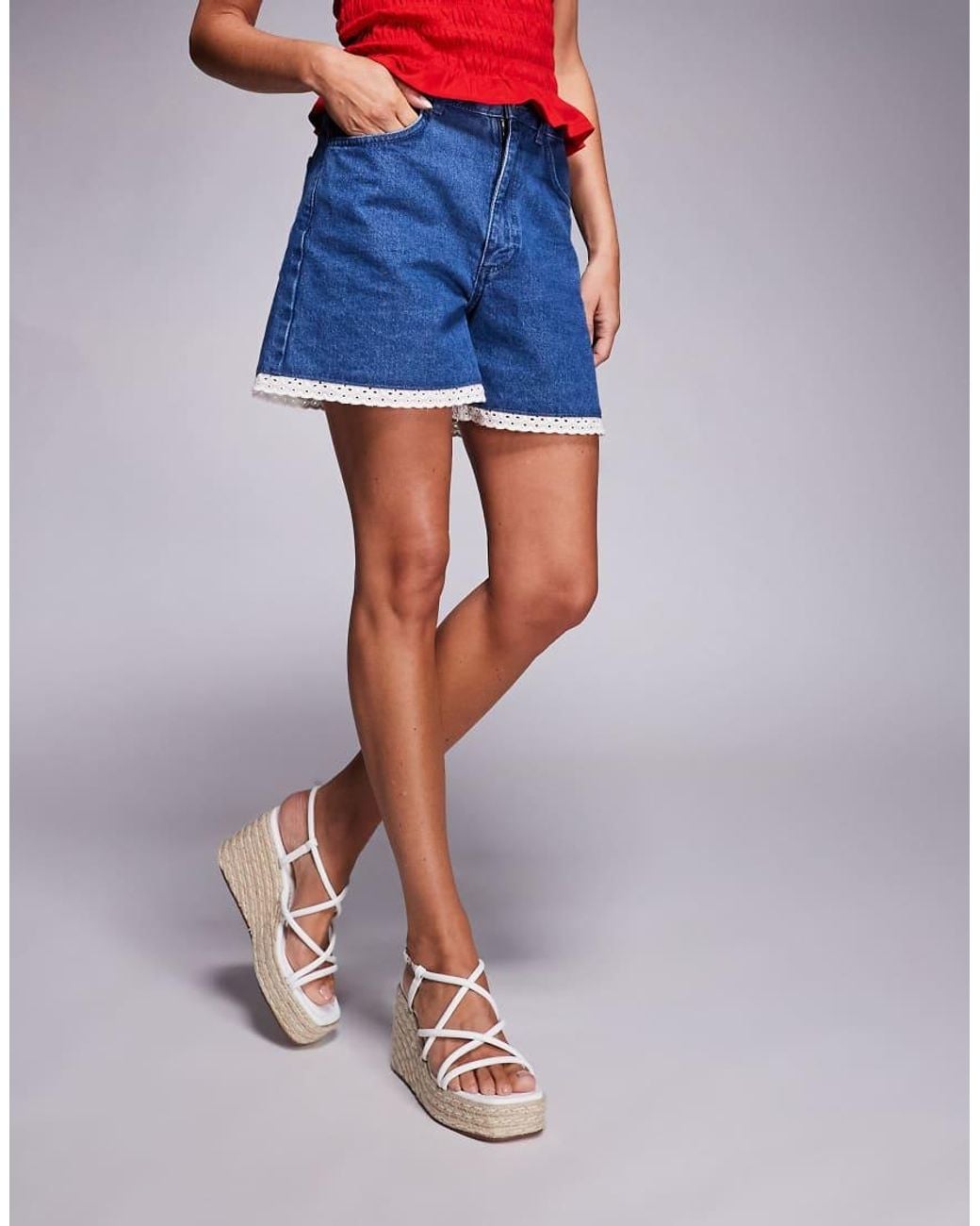 SIMMI White Belise Wedge Heels