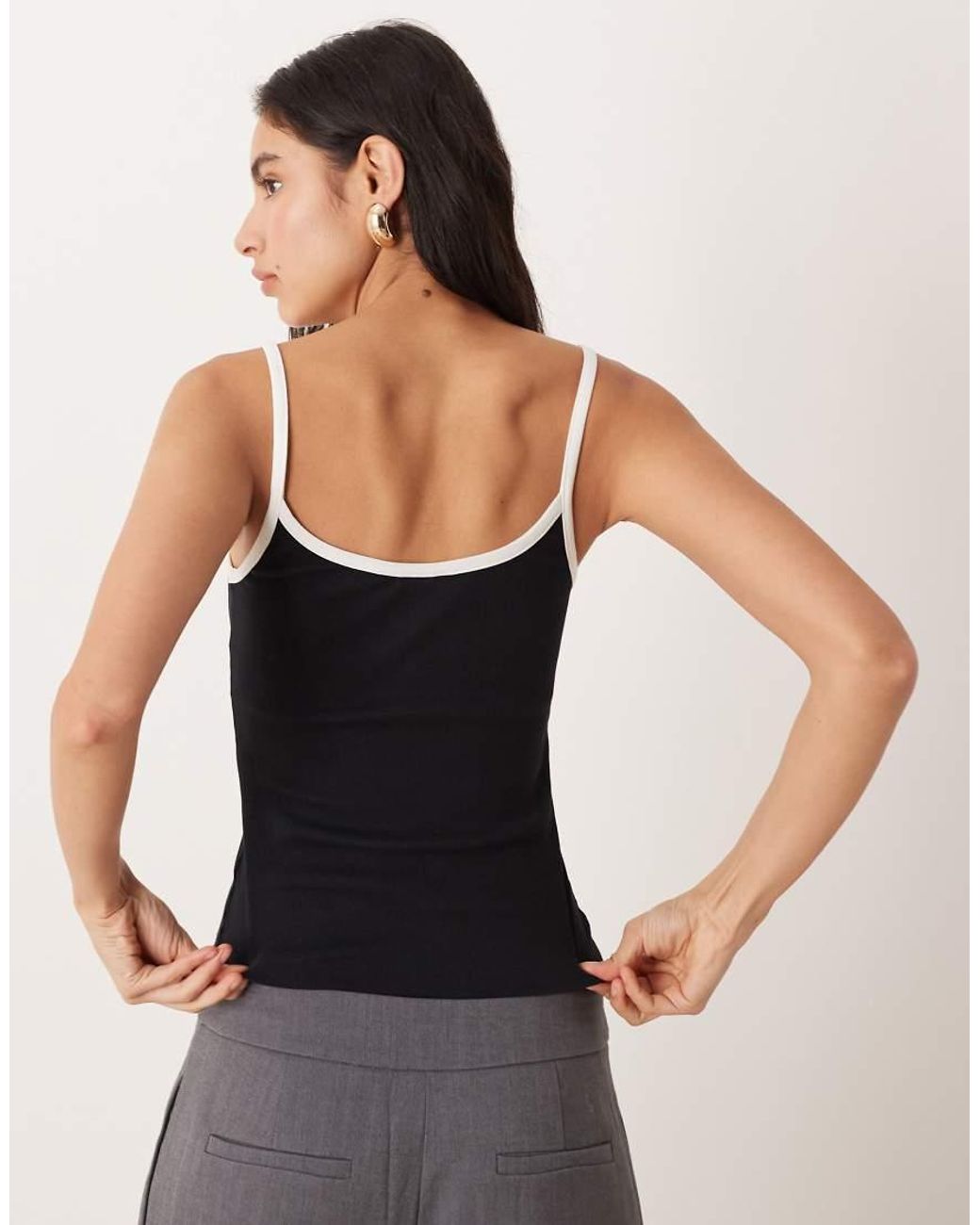 ASOS Black Contrast Binding Scoop Detail Vest