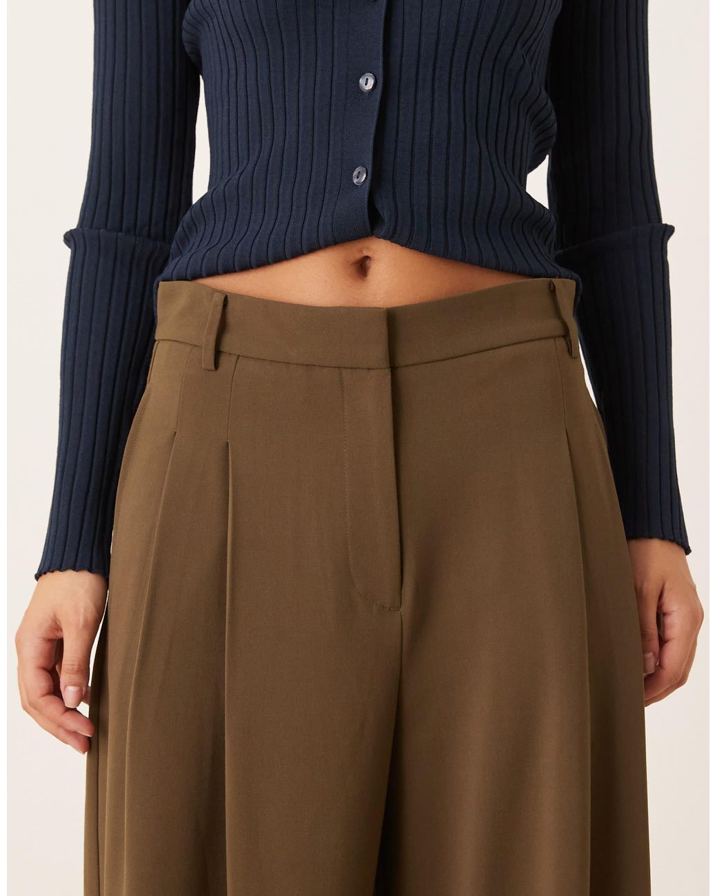 Mango Blue Pleat Front Tailored Trouser