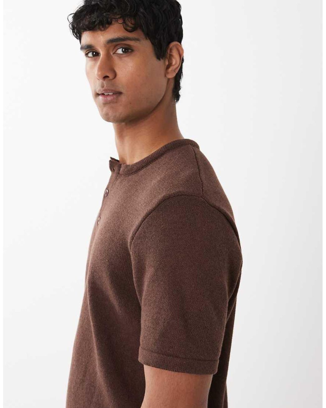 ASOS Brown Knitted Co-Ord Henley for men