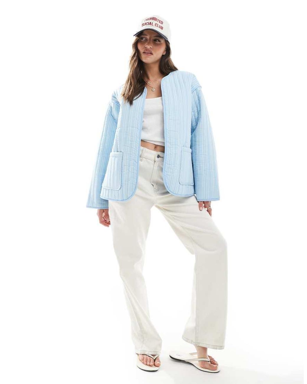 ASOS Blue Quilted Stripe Jacket