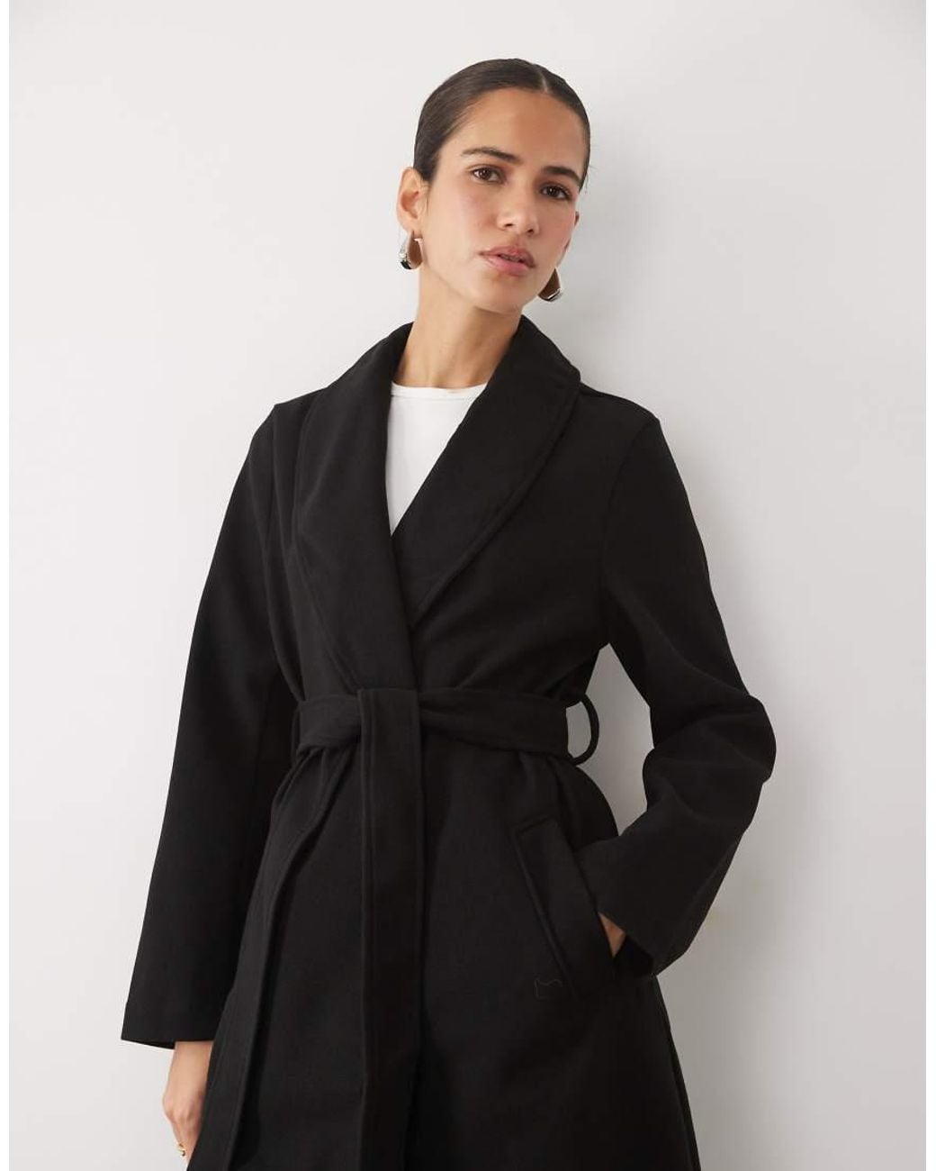 New Look Black Longline Belted Coat