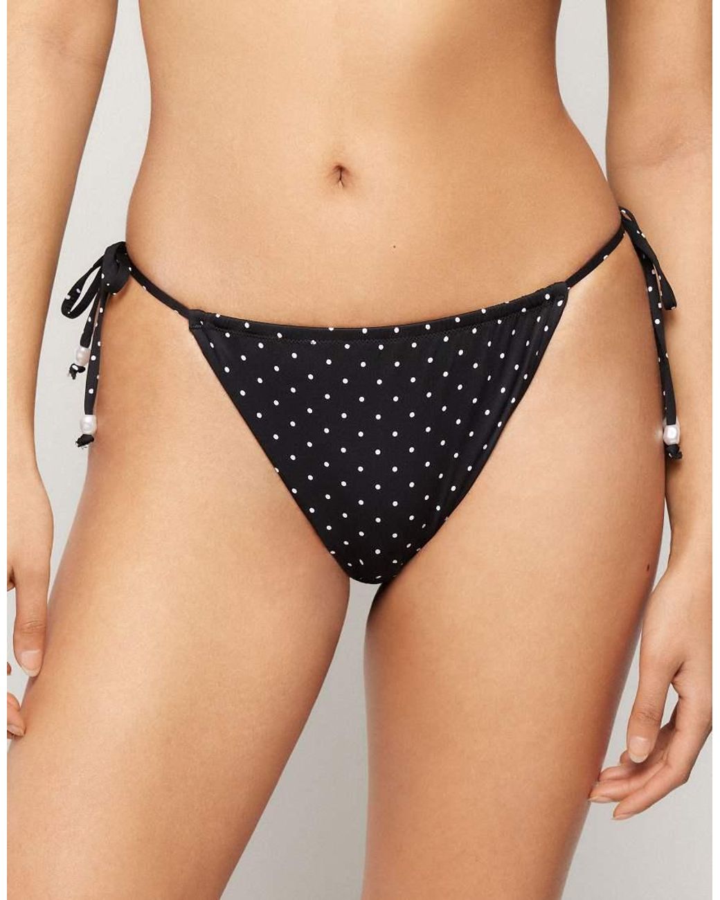 Tezenis Black Polka Dot Brazillian Tie-Side Bikini Bottoms