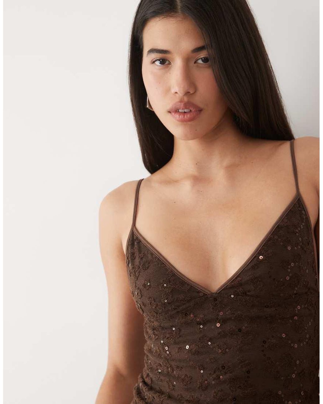 Motel Black Camilla Sequin Vest Top Co-ord