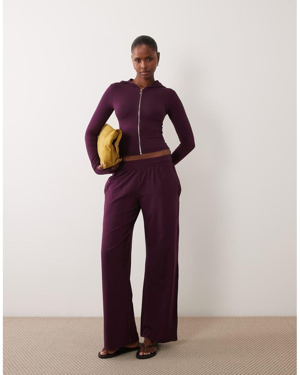 Kaiia Purple Cotton Rich Zip Through Hoodie Co-ord