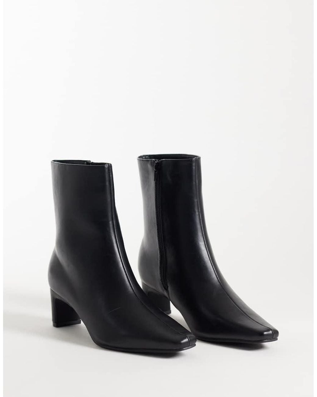 SEQWL Black Woody Kitten Heel Chisel Toe Ankle Boots