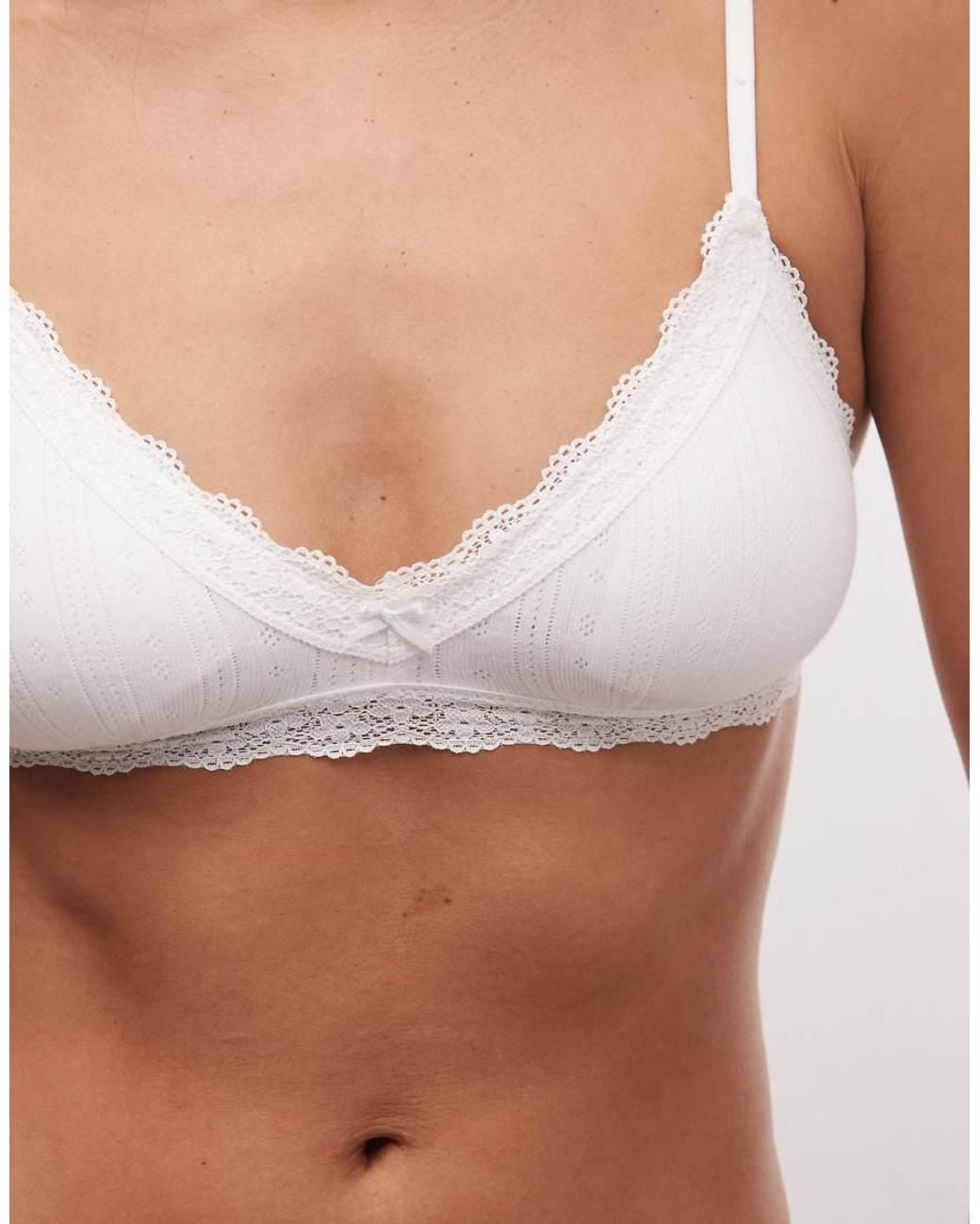 Cotton On White Cotton Lace Triangle Padded Bralette