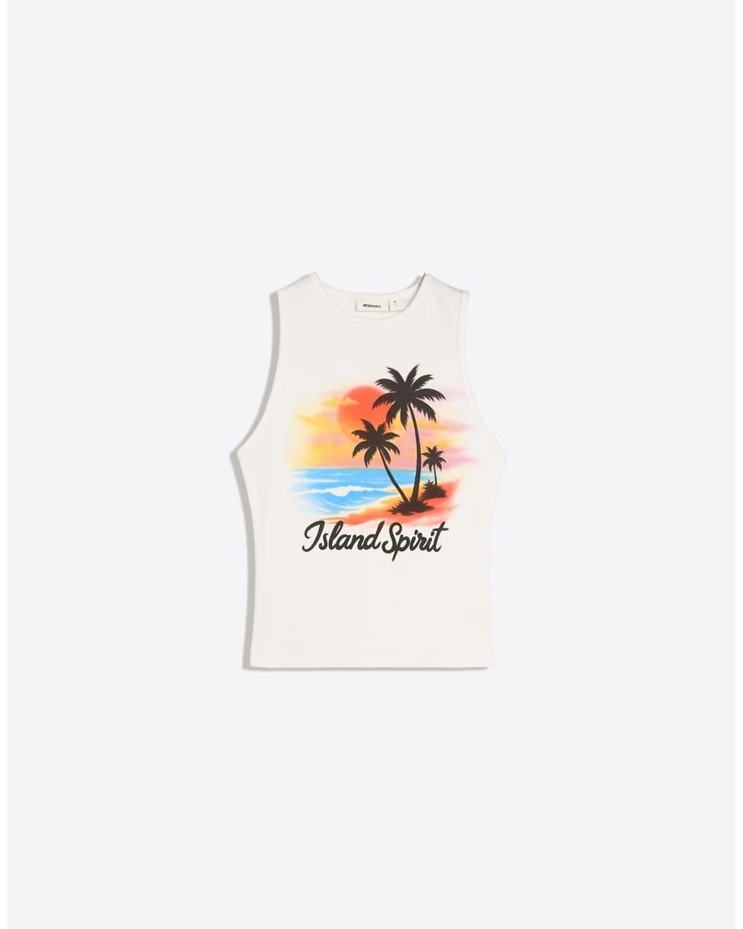 Bershka Metallic Sleeveless Print T-shirt