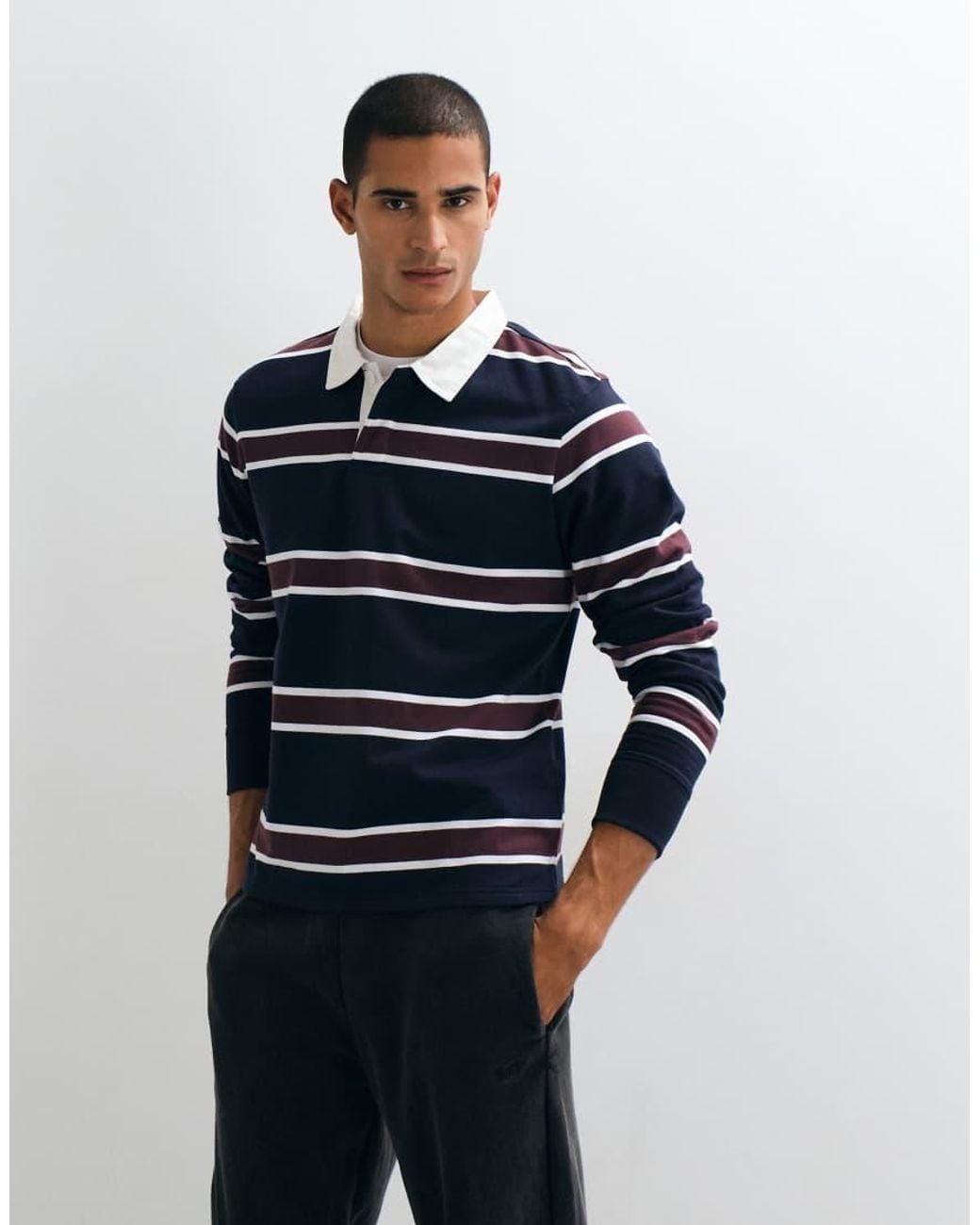 Threadbare Blue Rugby Polo Neck for men
