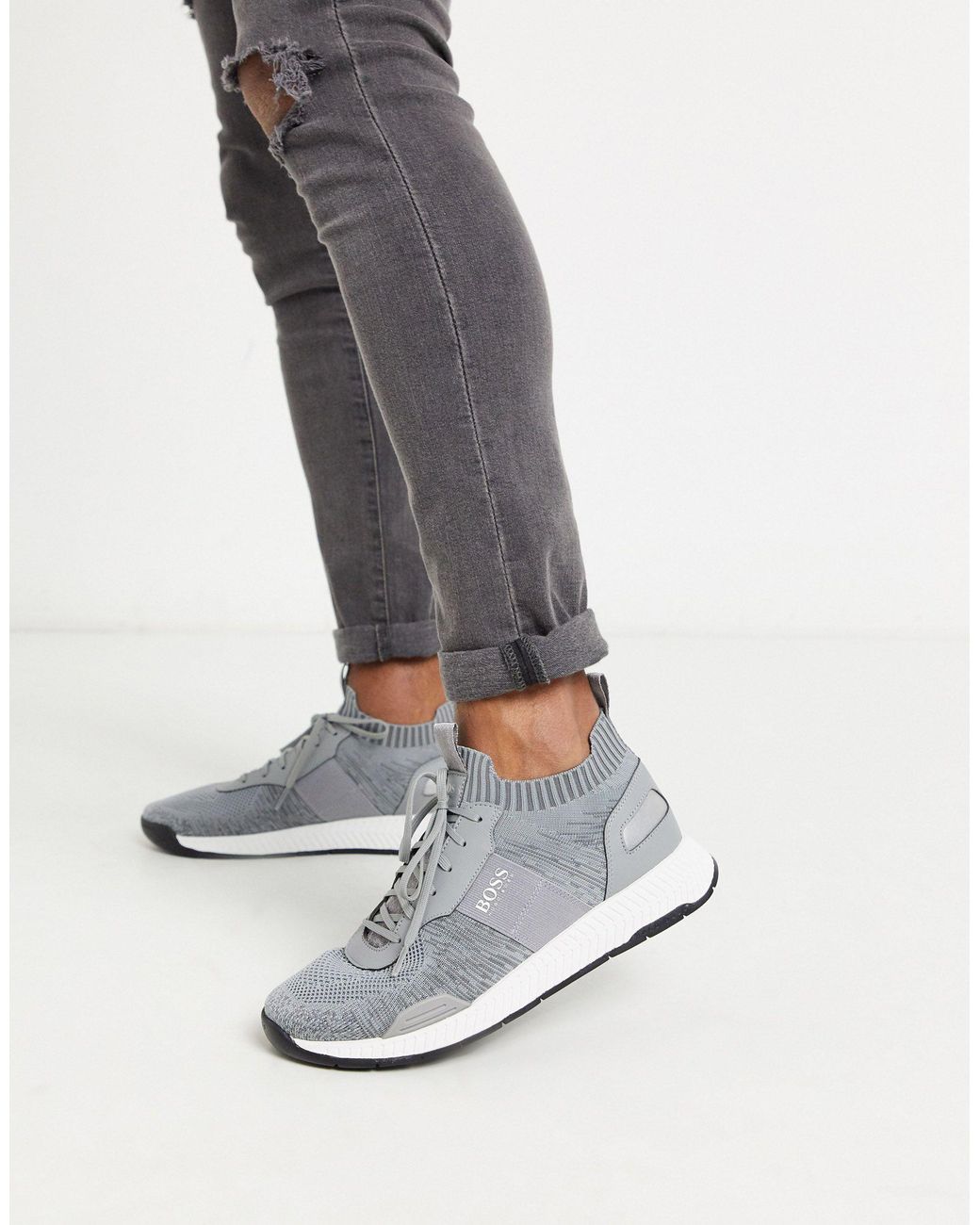BOSS by HUGO BOSS Titanium Odour Repellent Runner Sneakers in Gray for Men  | Lyst