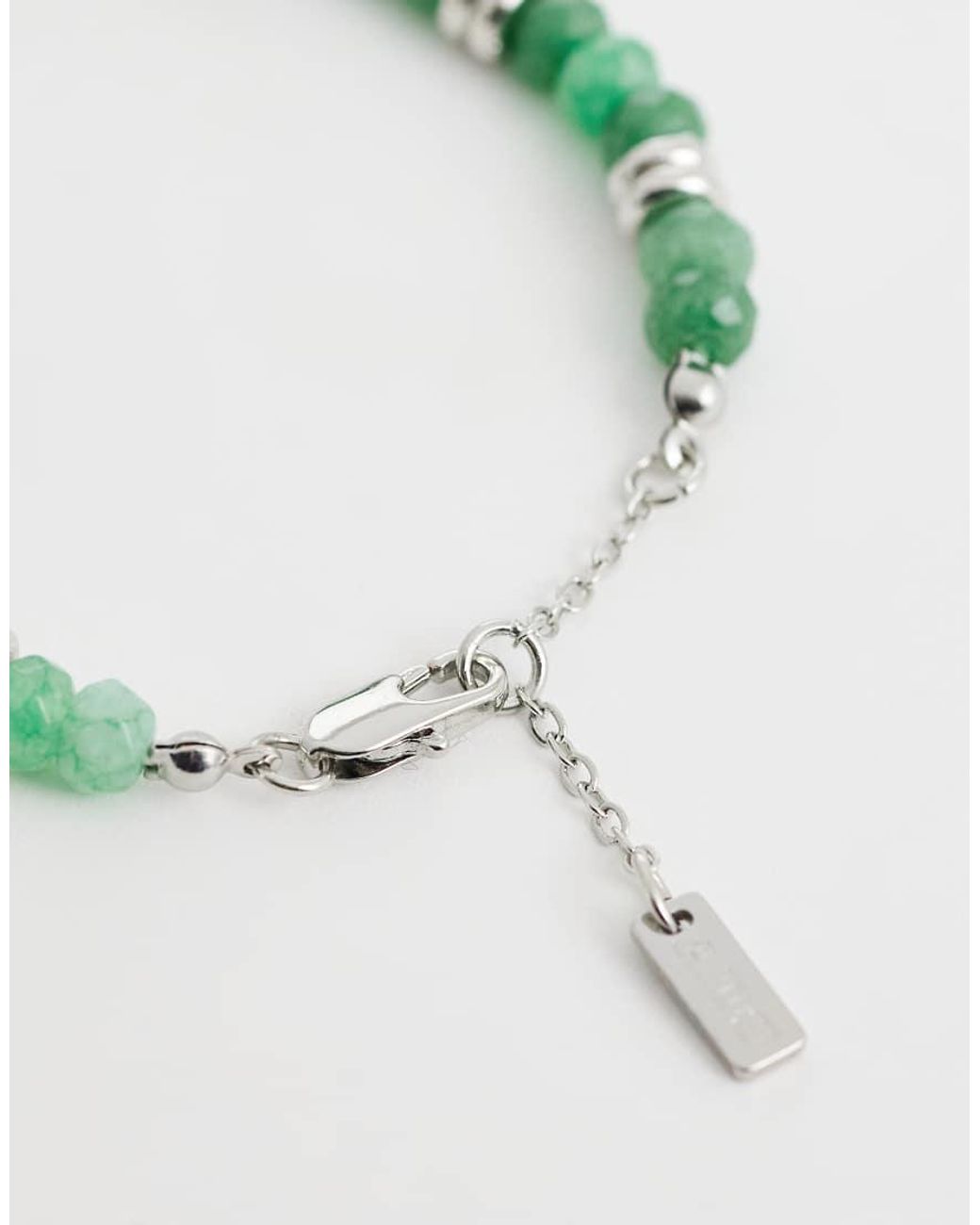 ASOS Green Semi-precious Stone And Charm Beaded Bracelet for men