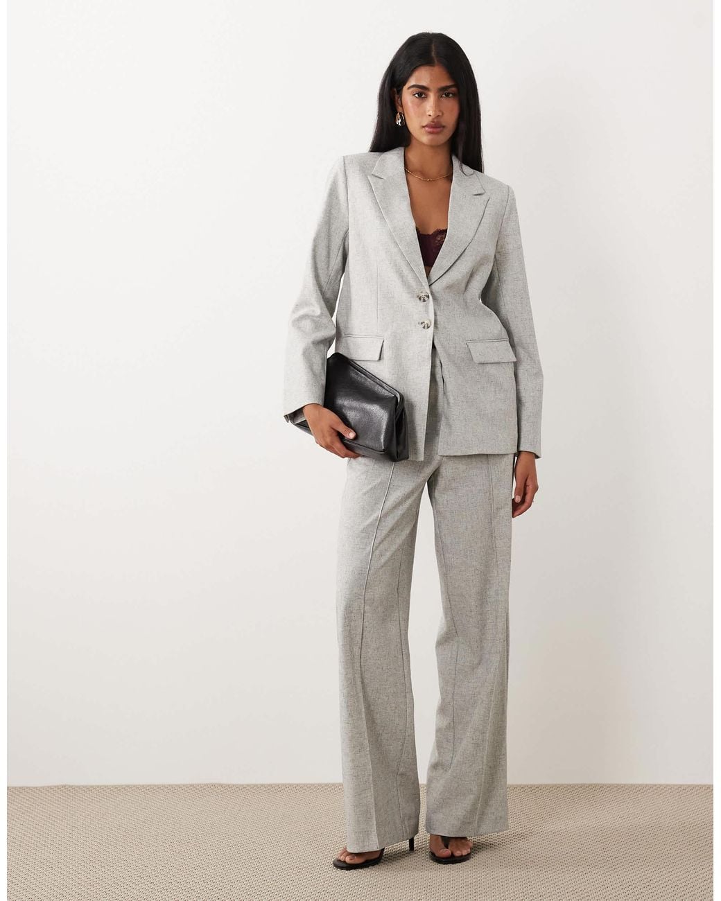 Y.A.S Natural Oversized Tortoise Button Tailored Blazer Co-ord