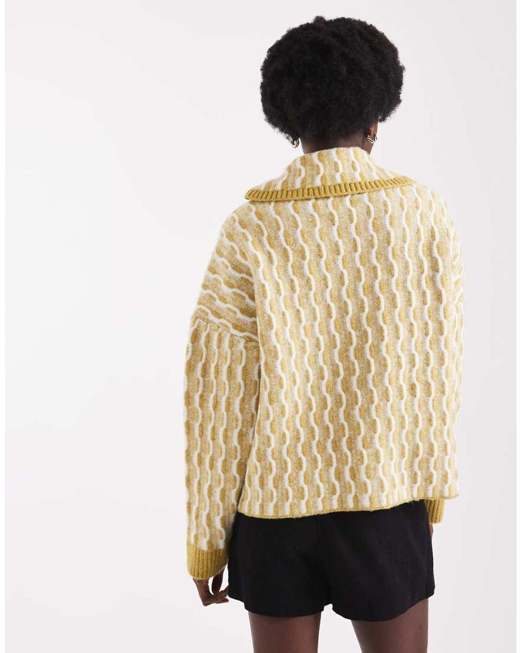 Native Youth White Wide Collar Cardigan