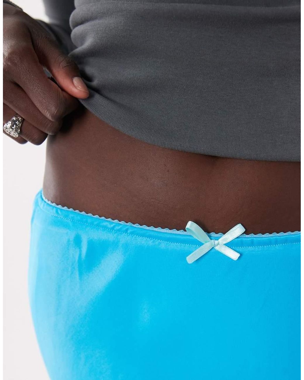 Miss Selfridge Blue Satin Bias Maxi Skirt